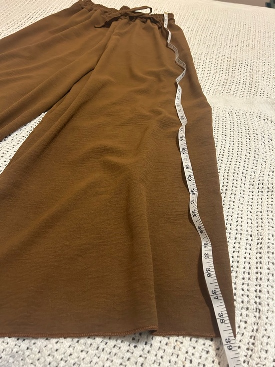 Women’s Wide-Leg Drawstring Pants in Camel Brown Size M-L - Picture 3 of 6